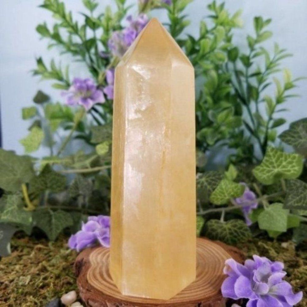 XL Yellow Calcite Crystal Point, Tower #6